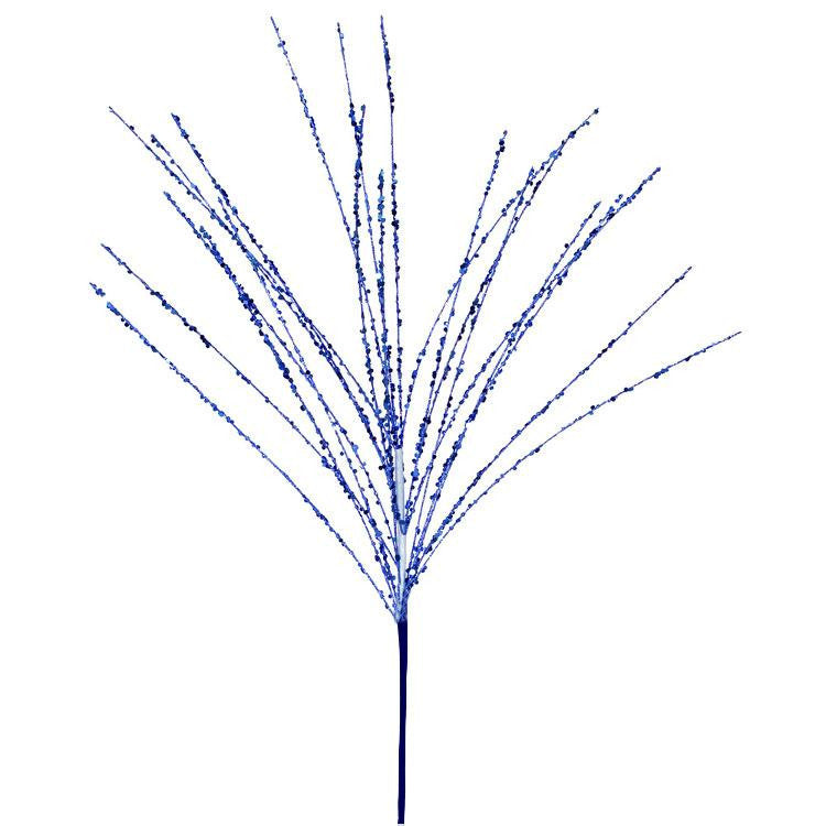 24" Sparkling Blue Glitter and Sequin Grass Christmas Spray