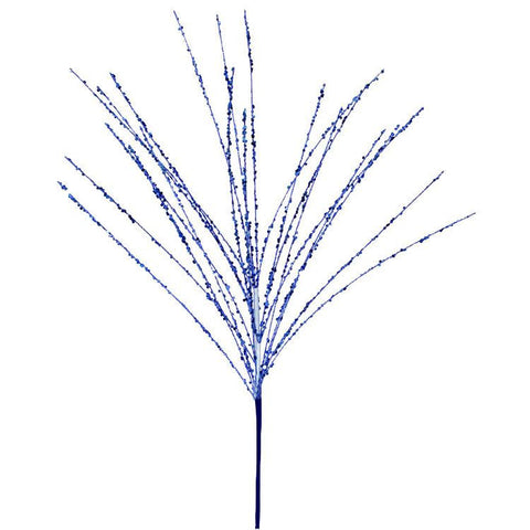 24" Sparkling Blue Glitter and Sequin Grass Christmas Spray