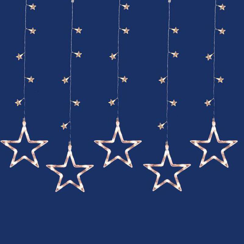 Set of 100 LED Clear Star Silhouette Window Curtain Christmas Lights - Clear Wire