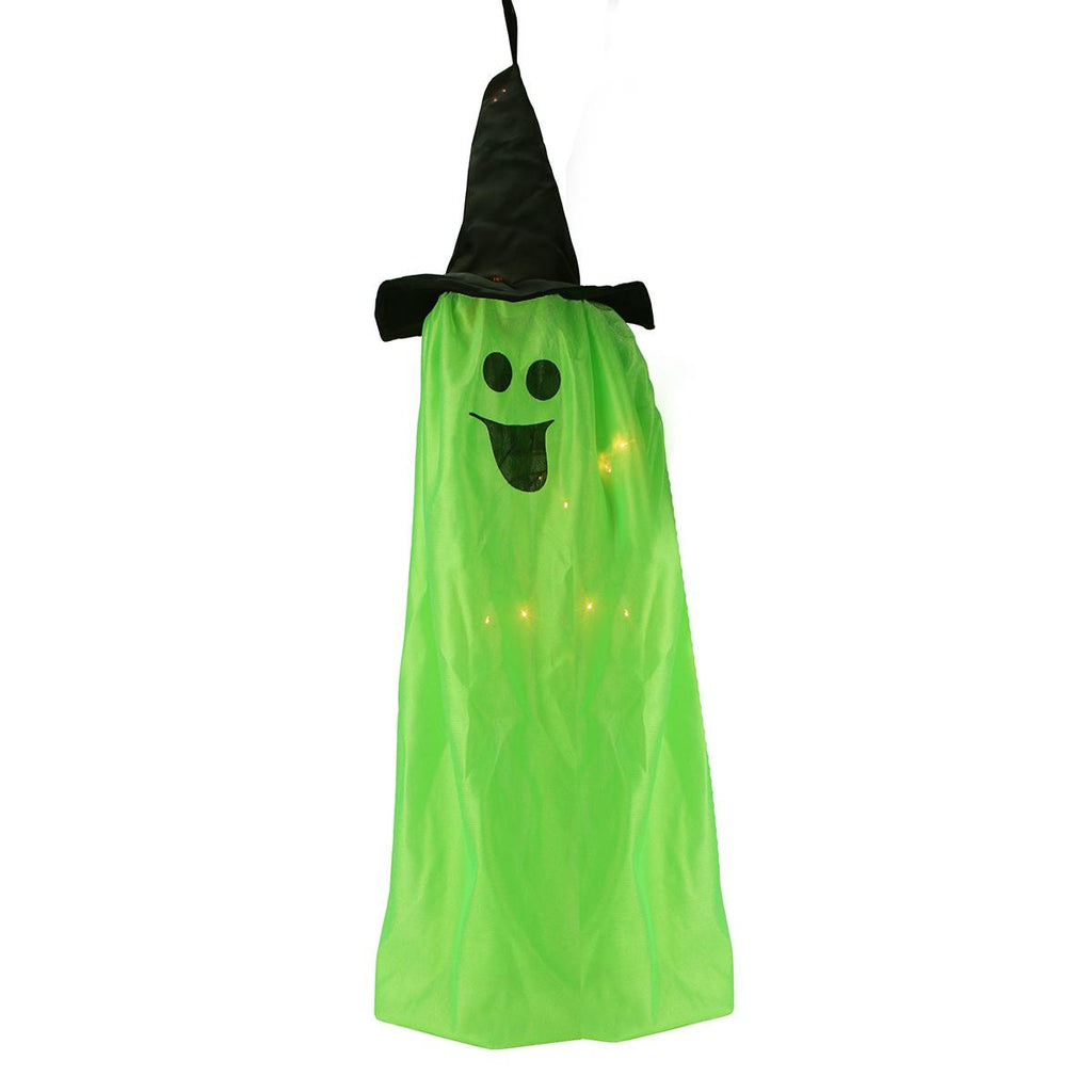 32" Pre-Lit Vibrant Green Ghost Haunted Halloween Hanging Yard Art Decoration