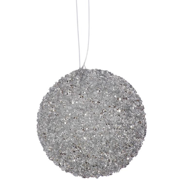 6ct Silver Sleigh Ride Sequin and Glitter Drenched Christmas Ball Ornaments 3" (80mm)