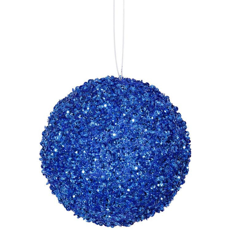 6ct Cobalt Blue Sequin and Glitter Drenched Christmas Ball Ornaments 3" (80mm)