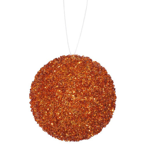 6ct Orange Sequin and Glitter Drenched Christmas Ball Ornaments 3" (80mm)