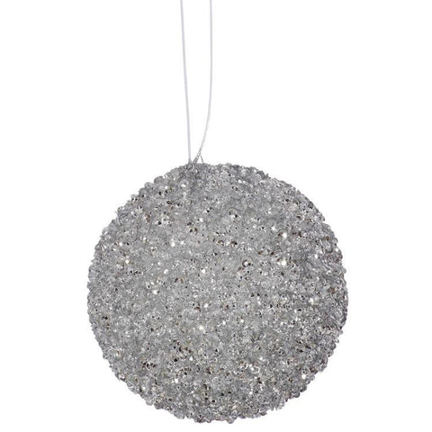 4ct Silver Sleigh Ride Sequin and Glitter Drenched Christmas Ball Ornaments 4" (100mm)