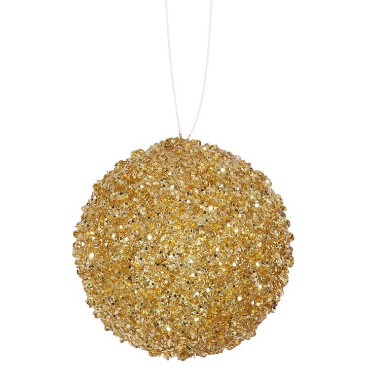 4ct Sparkling Gold Sequin and Glitter Drenched Christmas Ball Ornaments 4" (100mm)