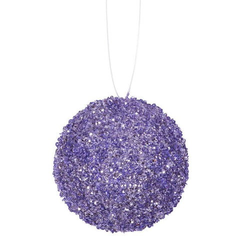 4ct Lavender Purple Sequin and Glitter Drenched Christmas Ball Ornaments 4" (100mm)