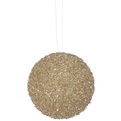 4ct Champagne Sequin and Glitter Drenched Christmas Ball Ornaments 4" (100mm)