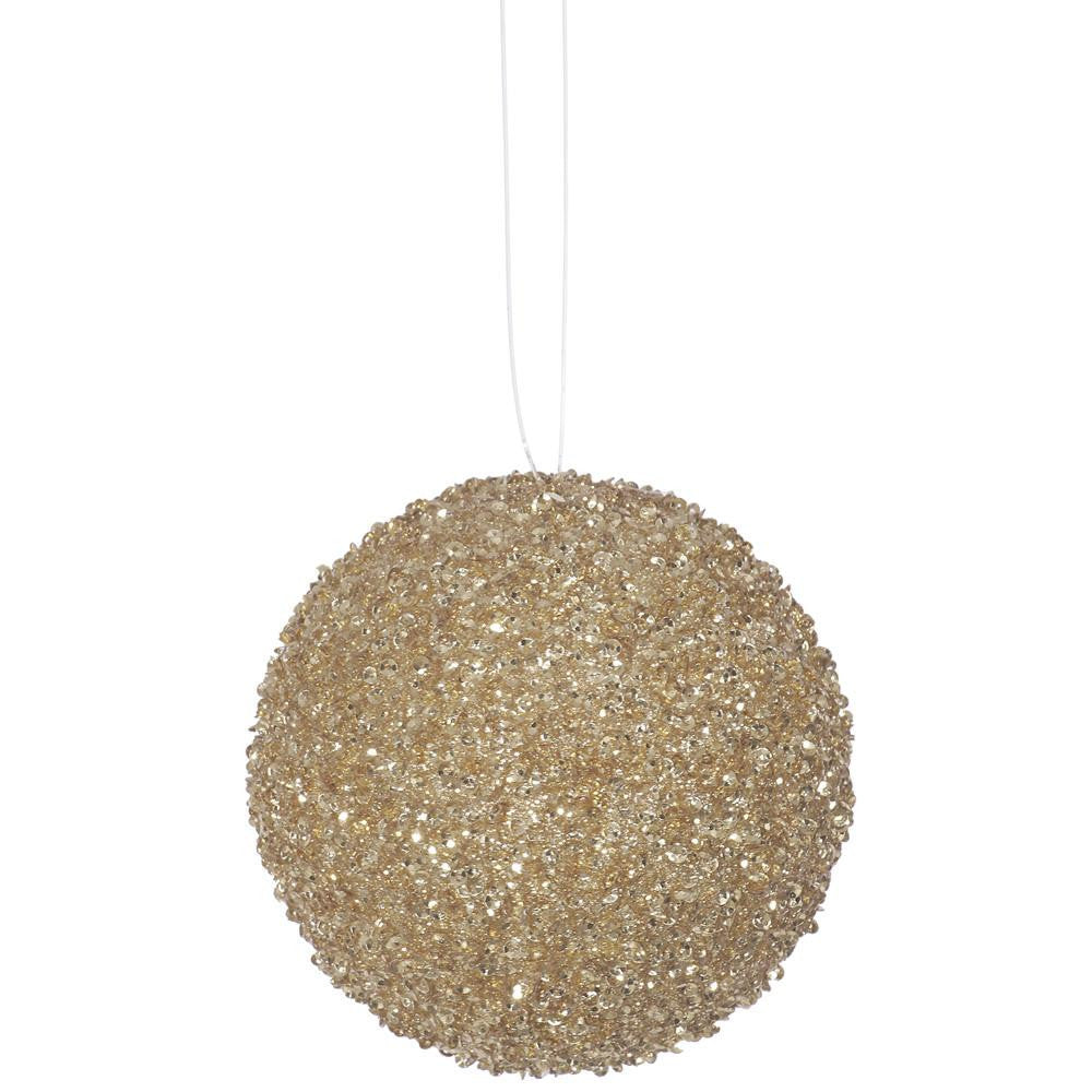 3ct Sparkling Champagne Sequin and Glitter Drenched Christmas Ball Ornaments 4.75" (120mm)