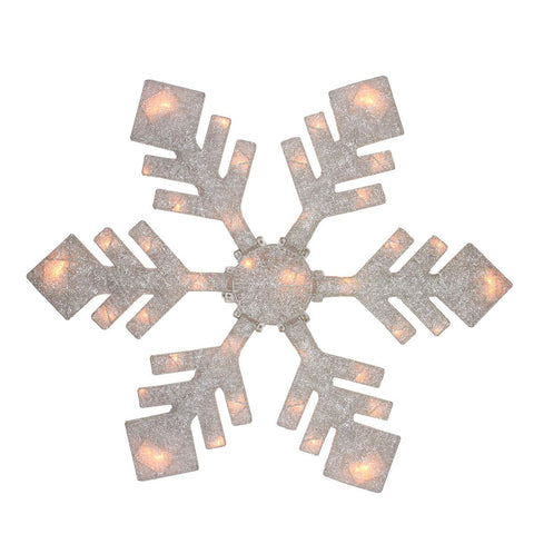 40" Lighted Winter White Snowflake Christmas Yard Art Decoration