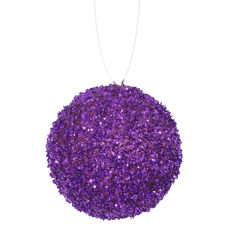 3ct Purple Majesty Sequin and Glitter Drenched Christmas Ball Ornaments 4.75" (120mm)