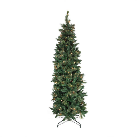 7' Pre-Lit Cashmere Mixed Pine Pencil Artificial Christmas Tree - Clear Lights