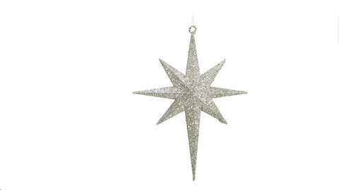 16.5" White Glittered Northern Star Christmas Ornament