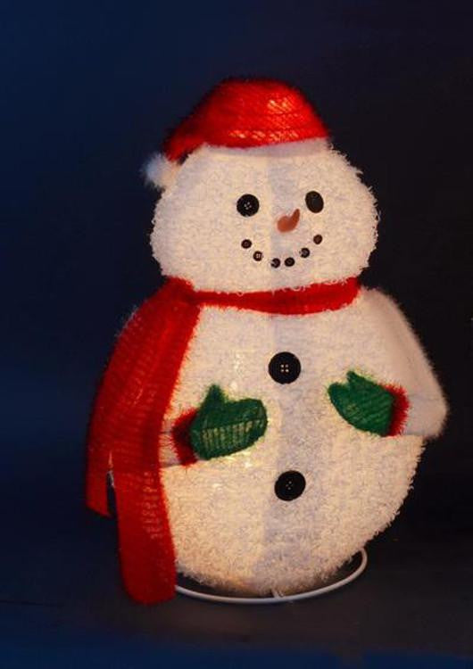 24" Lighted 3-D Jolly Winter Snowman Collapsible Outdoor Christmas Yard Art Decoration