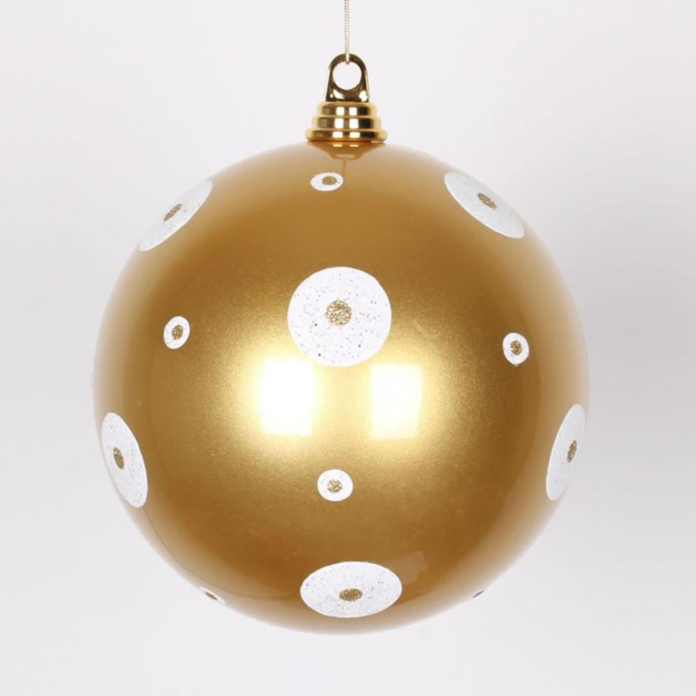 Candy Gold with White Glitter Polka Dots Commercial Size Christmas Ball Ornament 8" (200mm)