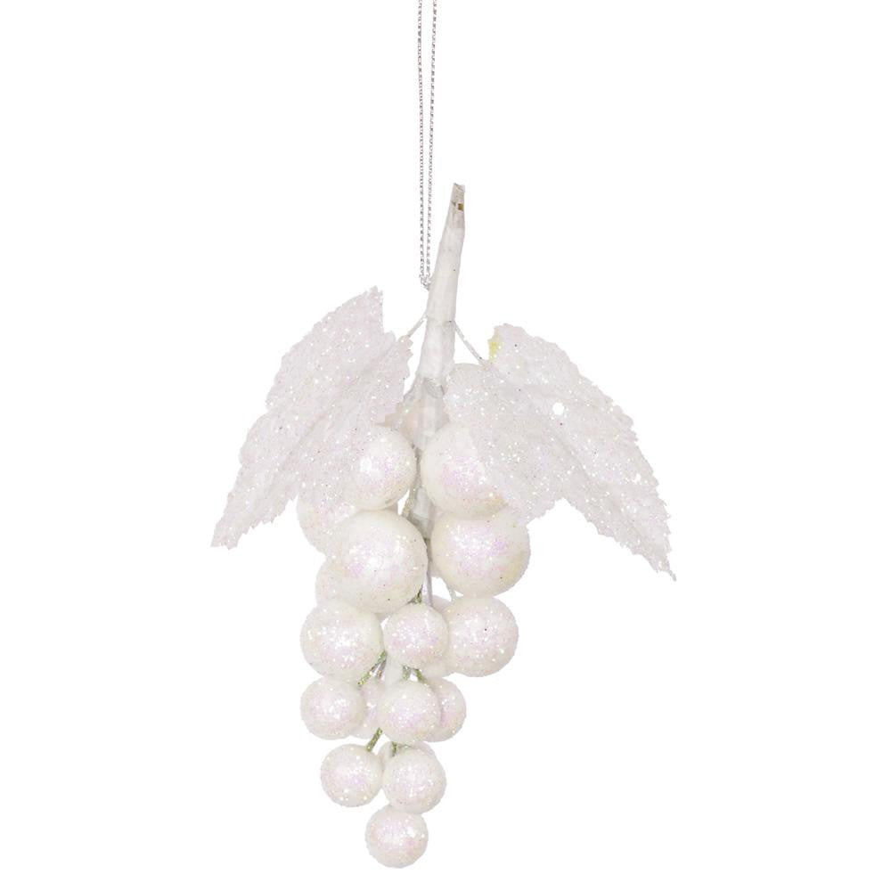 6.5" Wonderland White Glittered and Sequined Grape Cluster Christmas Ornament