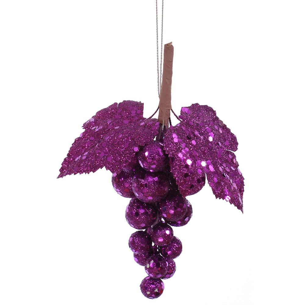 6.5" Purple Majesty Glittered and Sequined Grape Cluster Christmas Ornament