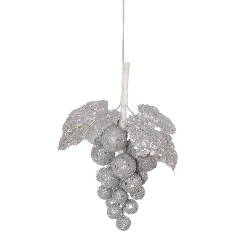 6.5" Silver Sleigh Ride Glittered and Sequined Grape Cluster Christmas Ornament