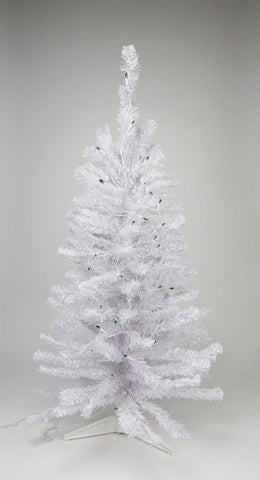 4' Pre-lit White Iridescent Pine Artificial Christmas Tree - Green Lights