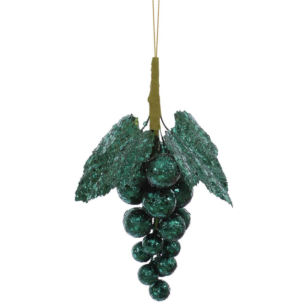 6.5" Emerald Green Glittered and Sequined Grape Cluster Christmas Ornament