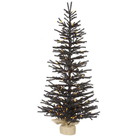 48" Pre-Lit  Black Pistol Artificial ChristmasTree - Orange LED Lights