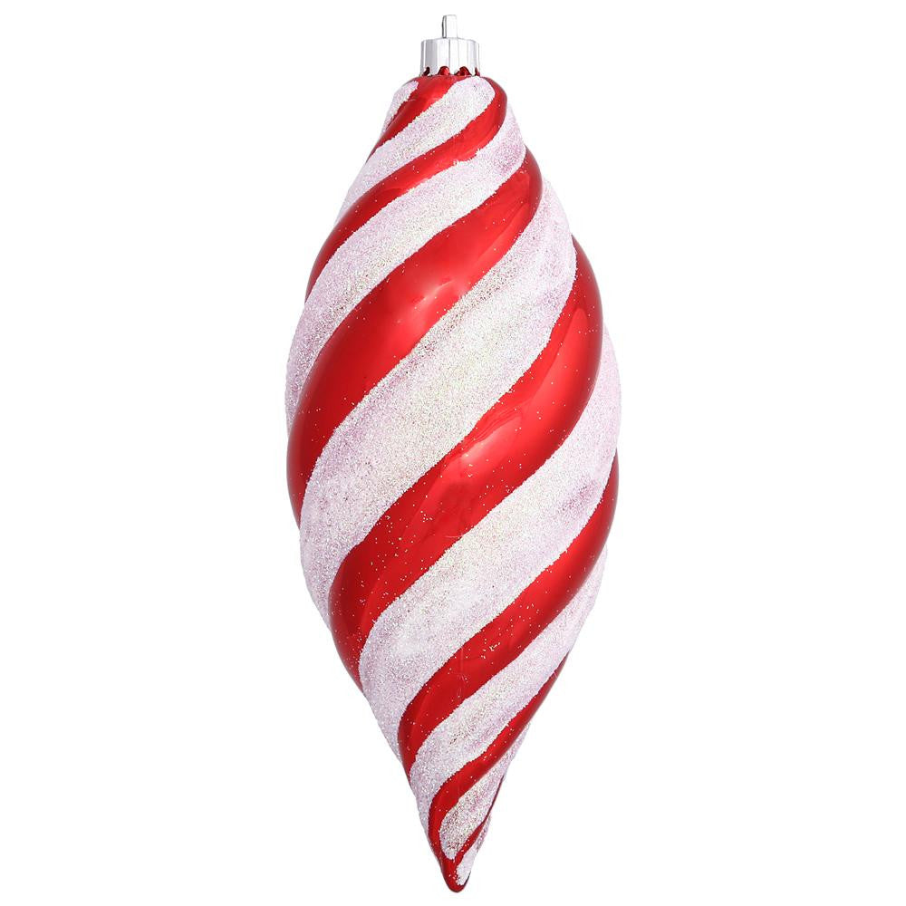 Classic Red and White Candy Cane Shatterproof Christmas Finial Drop Ornament 7"