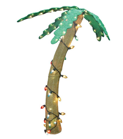 42" Pre-Lit Soft Tinsel Tropical Palm Tree Christmas Yard Art Decoration - Clear Lights