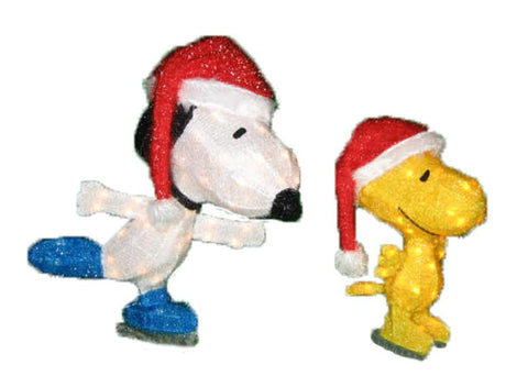 26" Pre-Lit Peanuts Soft Tinsel Snoopy and Woodstock Christmas Yard Art Decoration - Clear Lights