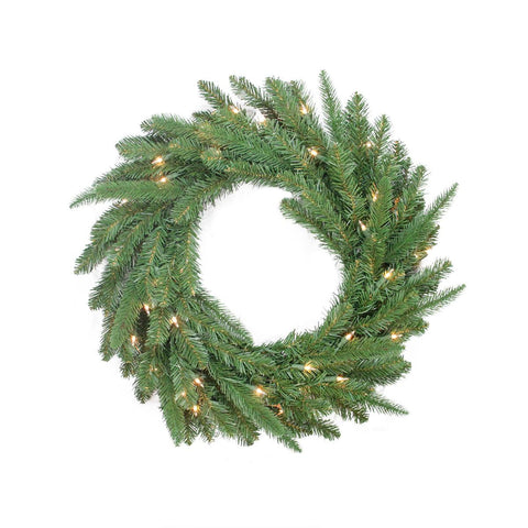 24" Pre-Lit PE-PVC Mixed Pine Artificial Christmas Wreath - Clear Lights