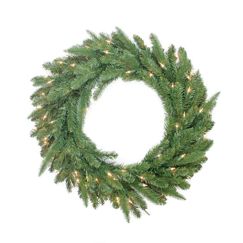 30" Pre-Lit PE-PVC Mixed Pine Artificial Christmas Wreath - Clear Lights