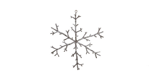 12" Urban Nature Rustic Brown and Snowy White Snowflake Christmas Ornament