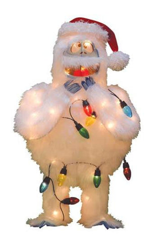 24" Pre-Lit Faux Fur Bumble with Light Strand Christmas Yard Art Decoration - Clear Lights