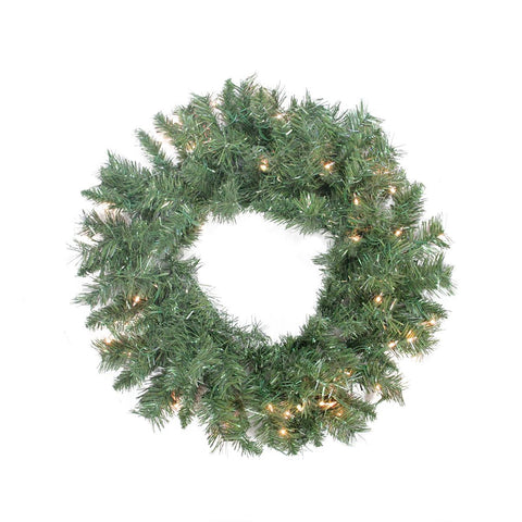 24" Pre-lit Minetoba Pine Artificial Christmas Wreath - Clear Lights