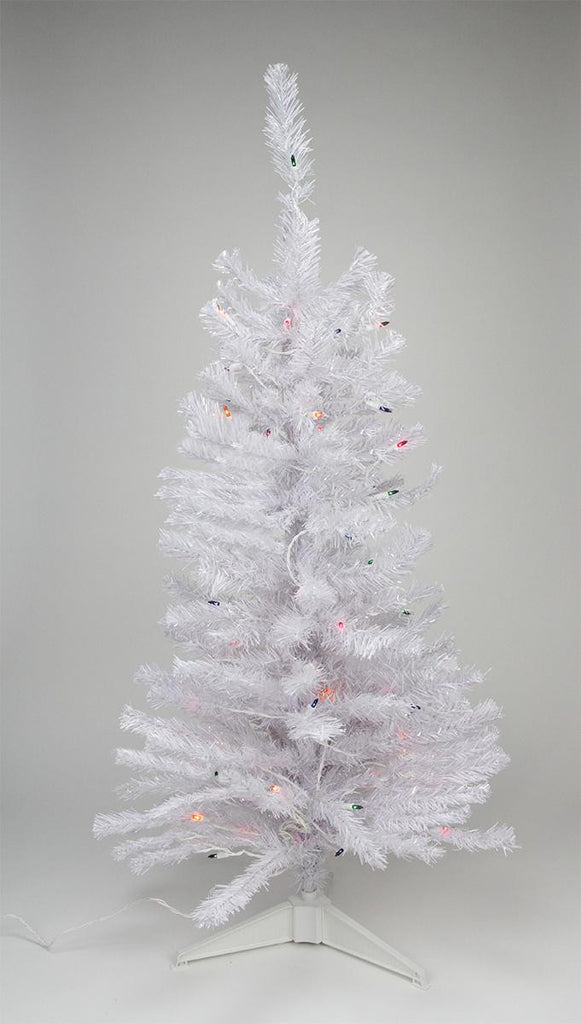 2' Pre-lit White Iridescent Pine Artificial Christmas Tree - Multi Lights