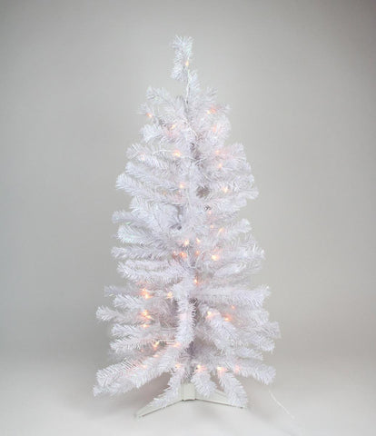 3' Pre-lit White Iridescent Pine Artificial Christmas Tree - Clear Lights