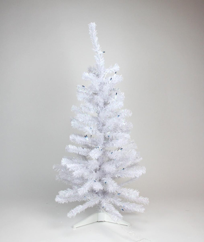 3' Pre-lit White Iridescent Pine Artificial Christmas Tree - Blue Lights