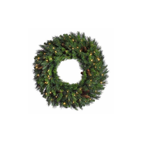 48" Pre-Lit Cheyenne Pine Artifical Wreath - Warm White LED Lights