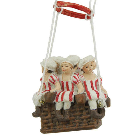 11" Red and White Hot Air Balloon Twelve Days of Christmas Ornament - Eight Maids a Milking