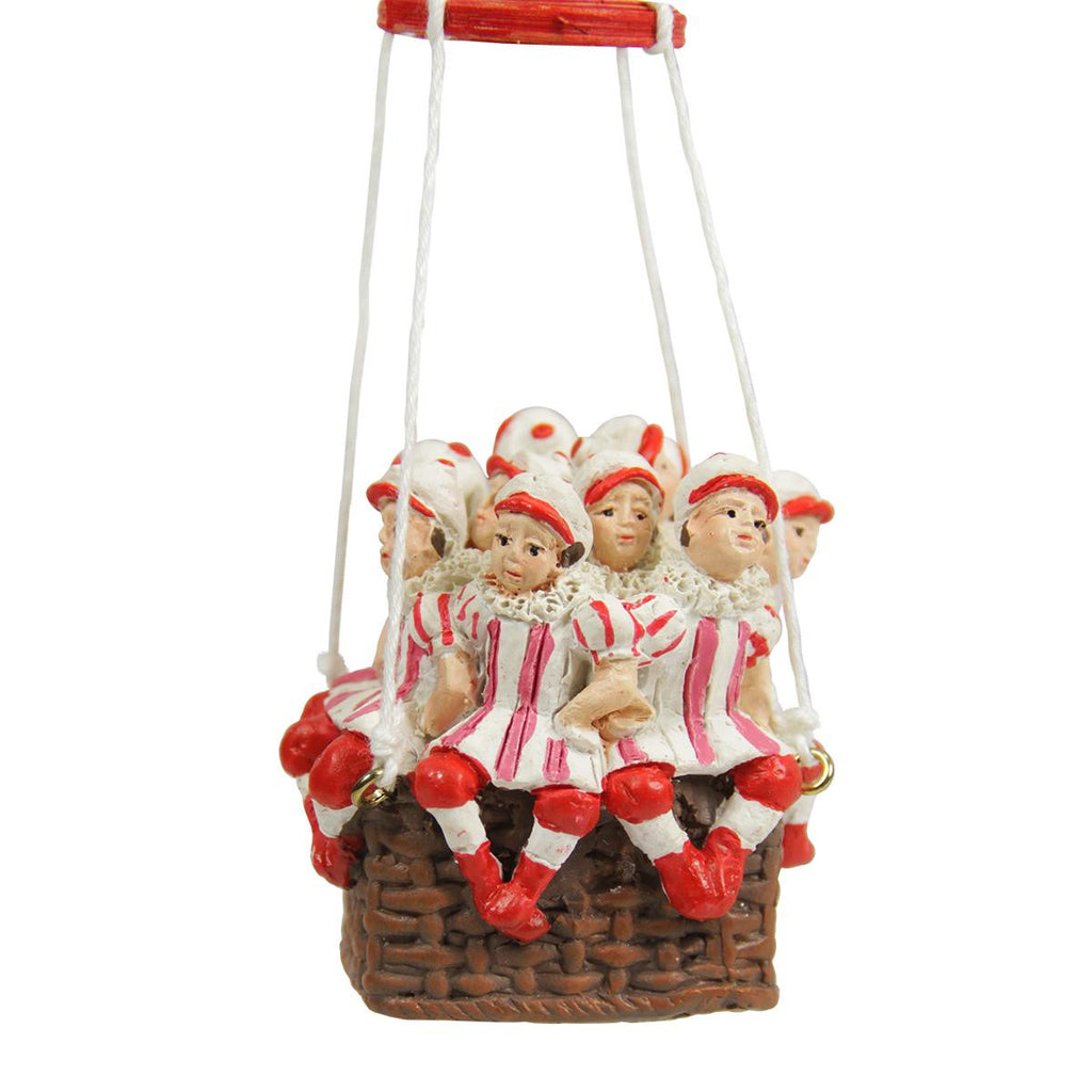 11" Red and White Hot Air Balloon Twelve Days of Christmas Ornament - Ten Lords a Leaping