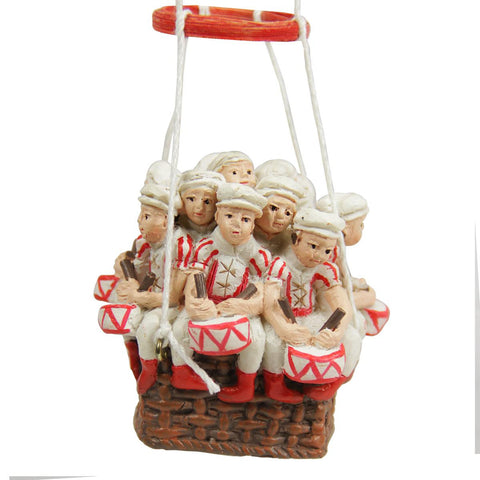 11" Red and White Hot Air Balloon Twelve Days of Christmas Ornament - Twelve Drummers Drumming