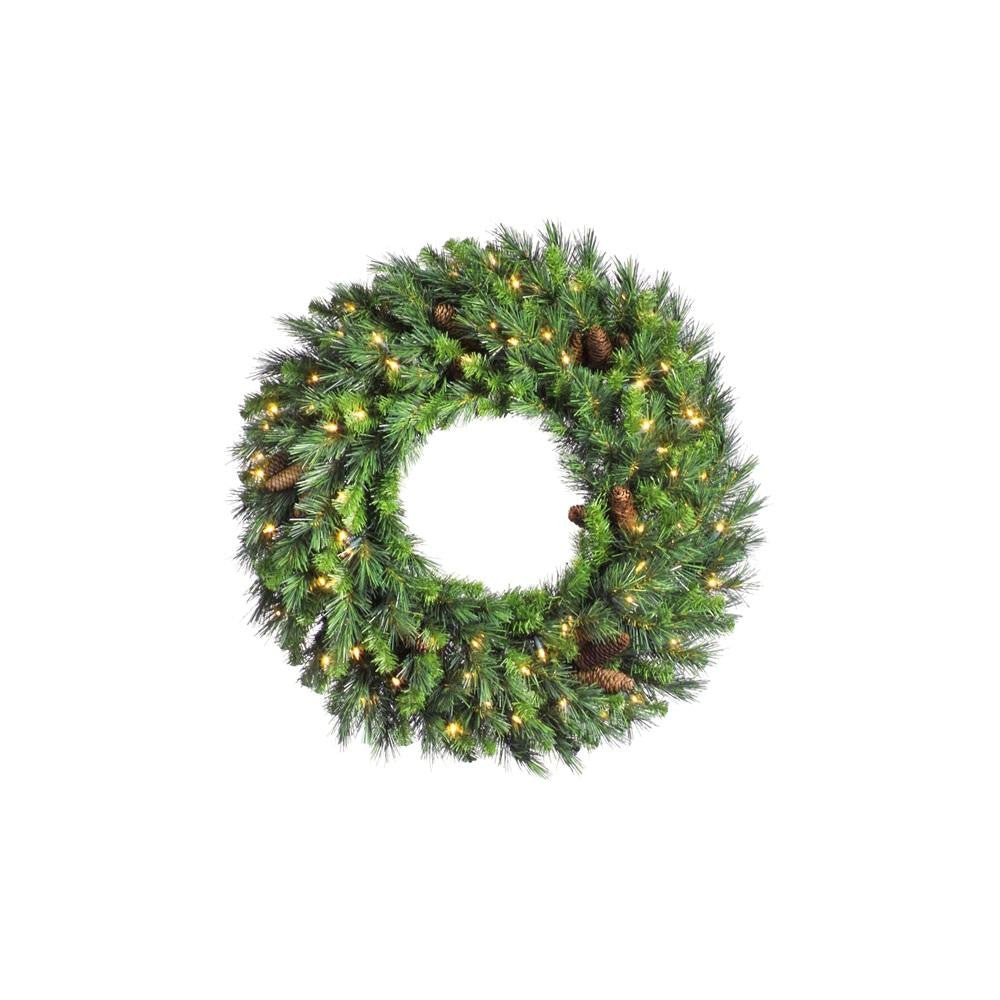 36" Pre-Lit Cheyenne Pine Artfical Christmas Wreath - Clear LED Lights