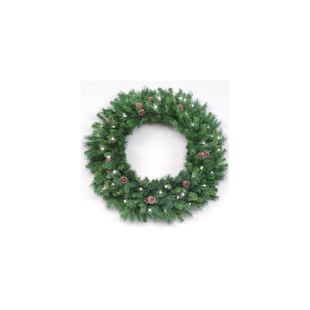 42" Pre-Lit Cheyenne Pine Artifical Christmas Wreath - Warm Clear LED Lights