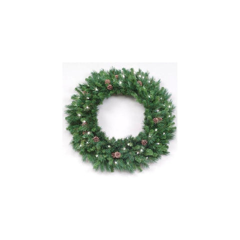 42" Pre-Lit Cheyenne Pine Artifical Christmas Wreath - Warm Clear LED Lights