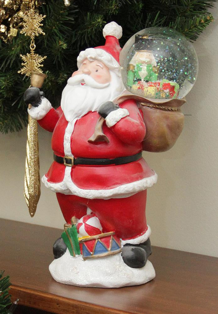 11" Santa Claus with Toy Sack Glitterdome Snow Globe Christmas Table Top Figure