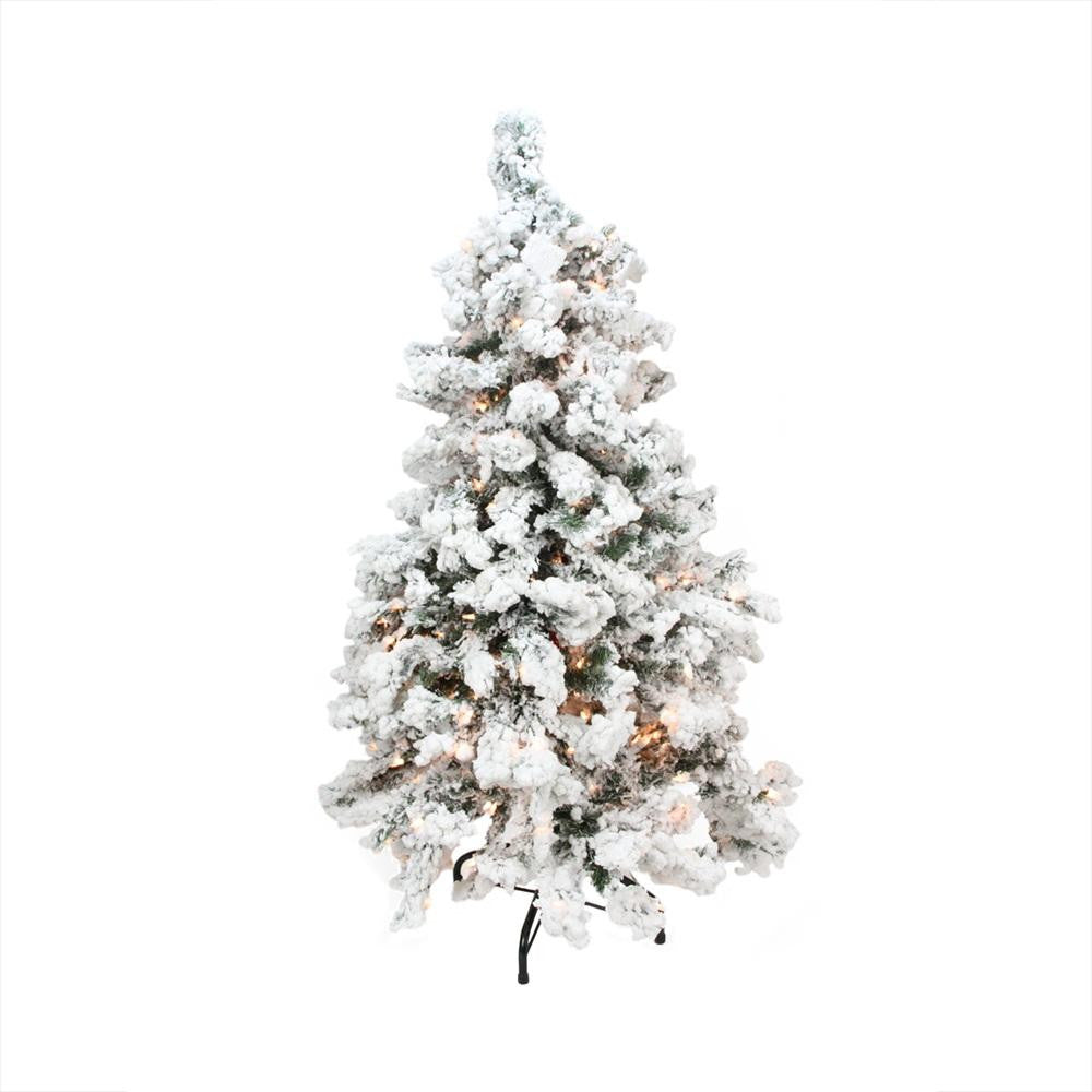 9' Pre-Lit Heavily Flocked Pine Medium Artificial Christmas Tree - Clear Lights