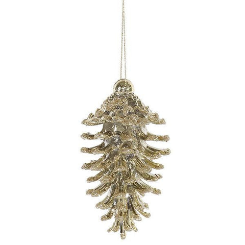 3ct Gold Glittered Natural Pine Cone Christmas Ornaments 3.5"