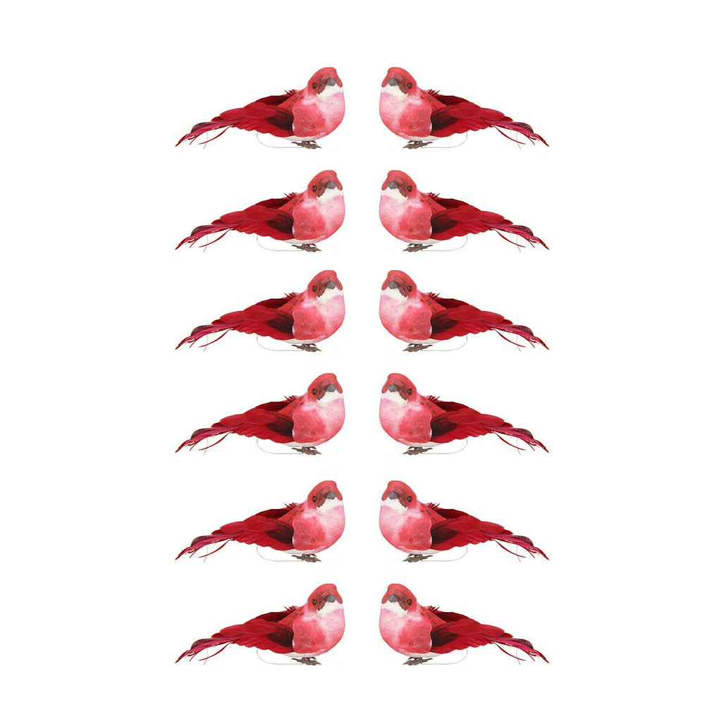 Pack of 12 Graceful Elegance Red and White Spotted Bird Christmas Ornaments 4"