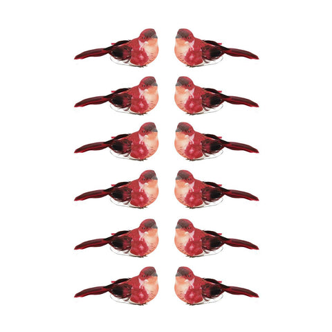 Pack of 12 Graceful Elegance Red and White Bird Christmas Ornaments 4.5"