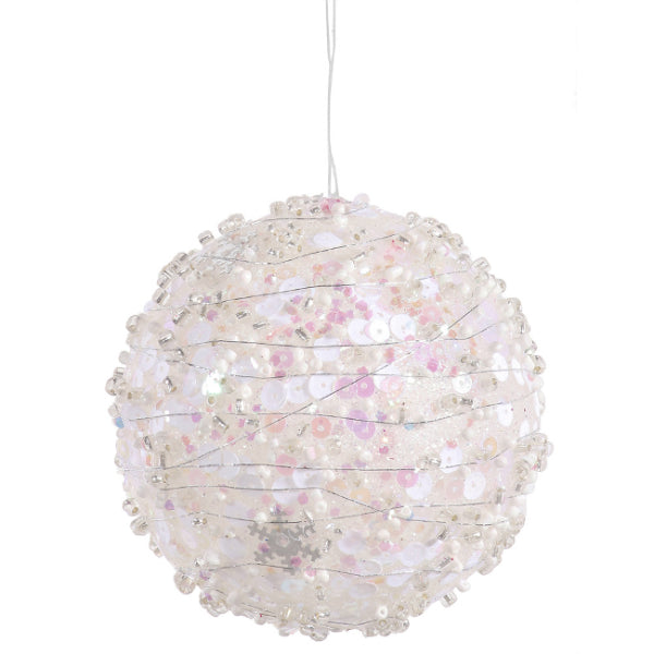 White Sparkle Kissing Christmas Ball Ornament 4" (100mm)