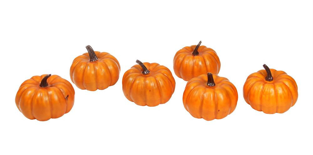 Pack of 6 Thanksgiving Fall Harvest Bright Orange Artificial Pumpkin Decorations 4"