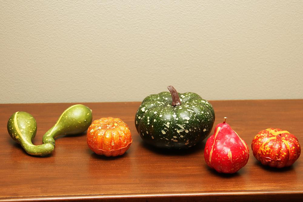 Set of 6 Thanksgiving Fall Harvest Multi-Colored Artificial Gourds and Pumpkins